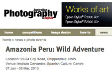 2013_AUSTRALIAN PHOTOGRAPHY_Amazonia Peru, Wild Adventure